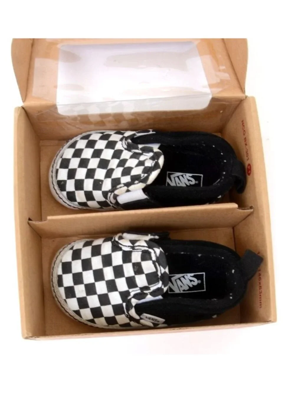 Vans INFANT Size 3 Slip-On V Crib Checkerboard Checker Black True White